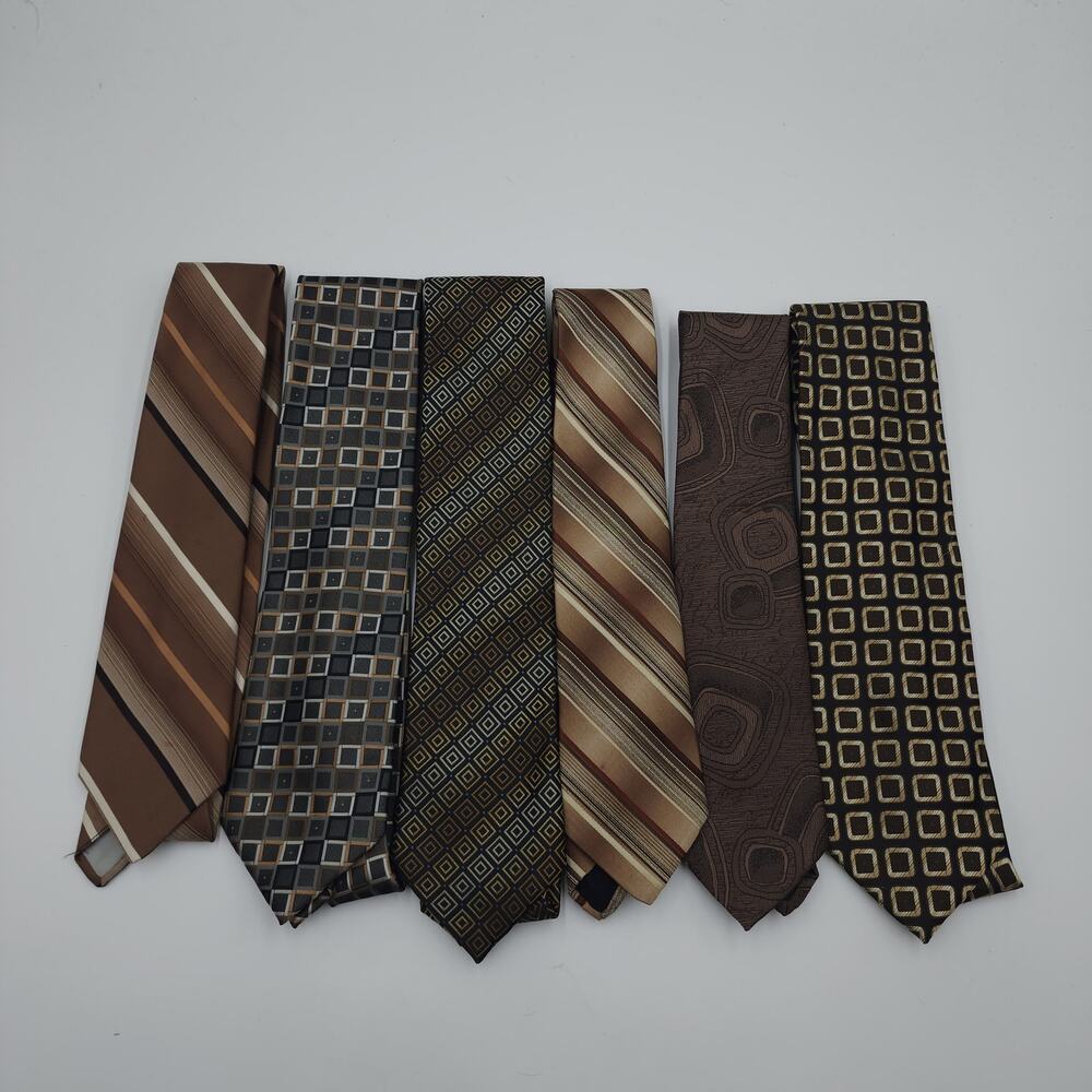 Vintage Lot of Five Ties in Brown Print